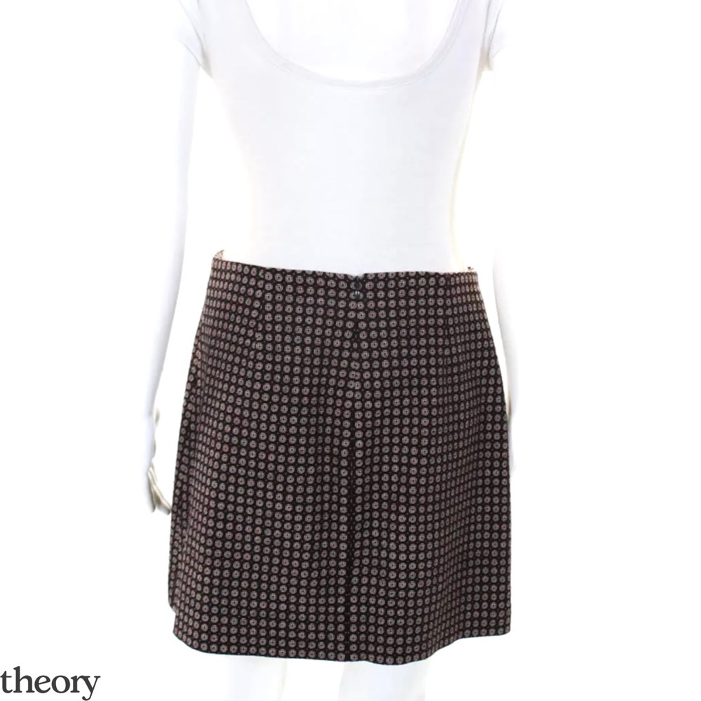 Theory Red/Blk Geometric Print A-Line/Pencil Skirt - image 3